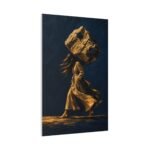 Woman Carrying Giant Rock matte canvas - Image 2