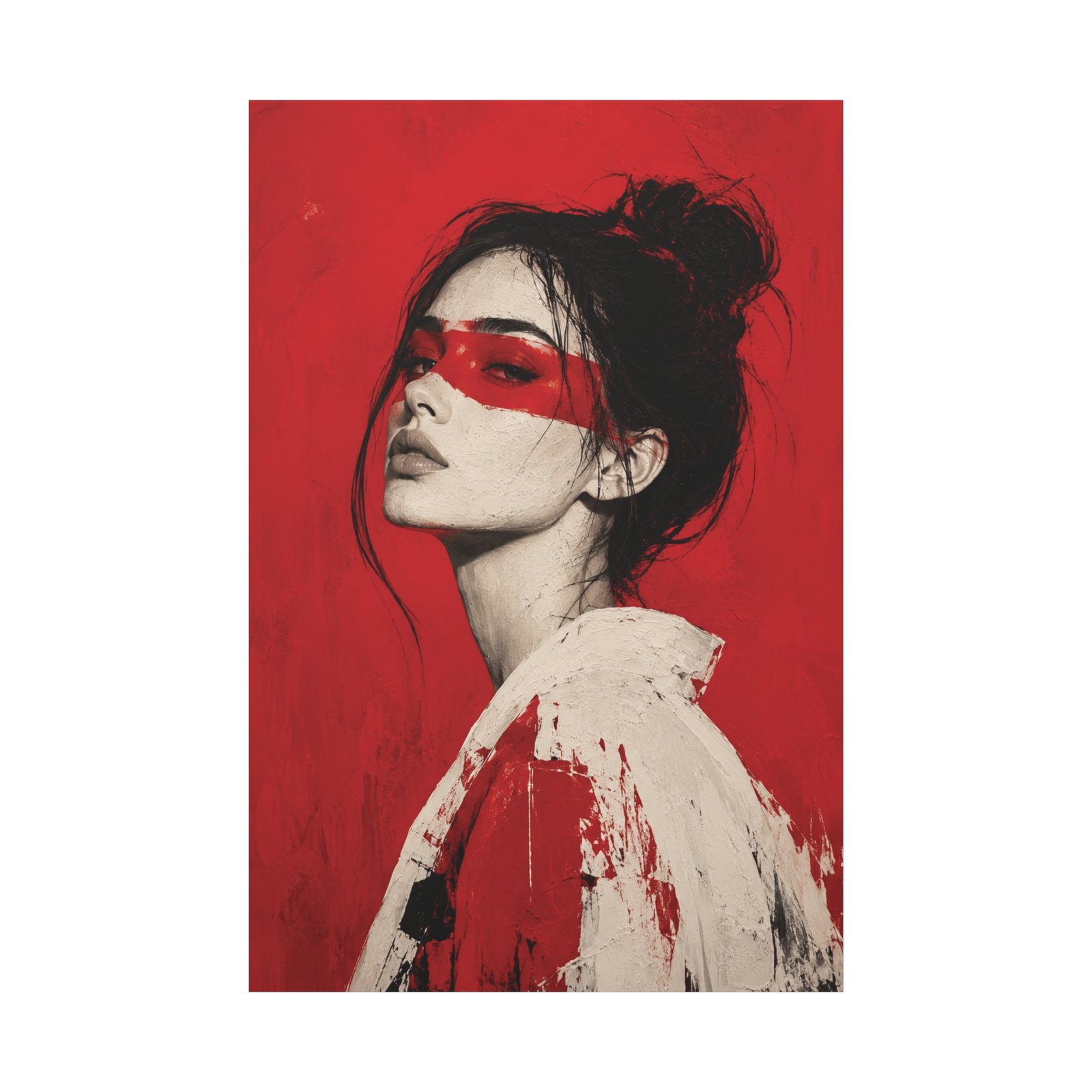 12259777307257425369_2048.jpeg Red Mask Portrait Matte Canvas - Image 1