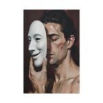 Matte Stretched Canvas - Man Holding Mask Portrait Wall Art