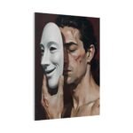 Matte Stretched Canvas - Man Holding Mask Portrait Wall Art - Image 6