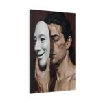 Matte Stretched Canvas - Man Holding Mask Portrait Wall Art - Image 2